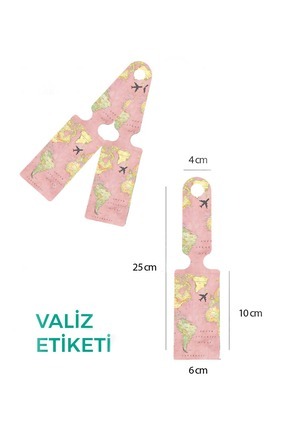 Desenli Silikon Valiz ve Bavul Bagaj İsimlikli Etiket * 2 Adet * Dünya Haritası Image 0