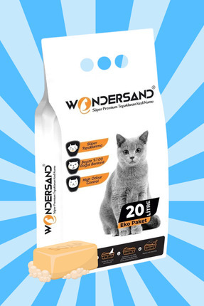 20 Litre %100 Beyaz Bentonit Ince Tane Sabun Kokulu Topaklanan Premium Kedi Kumu Image 0