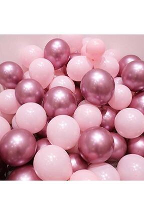 Krom Pembe Ve Makaron (pastel) Pembe Renk 15 Li Balon Image 0