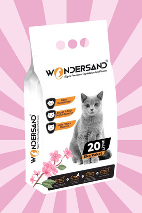 20 Litre %100 Beyaz Bentonit Ince Tane Japon Kirazı Kokulu Topaklanan Premium Kedi Kumu Image 0