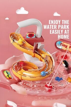 Süper 3 In 1 Lavabo Balık Tutma & Aqua Park Oyun Seti Pembe Image 1