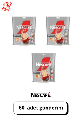 2si 1 Arada 20li 3 Paket 60 Adet Tekli Poşet Kahve 20 Li Paket 8690632019116 Image 0