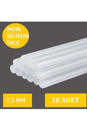 İnce Şeffaf Sıcak Mum Silikon 7.5MM 30CM 20 Adet Image 0