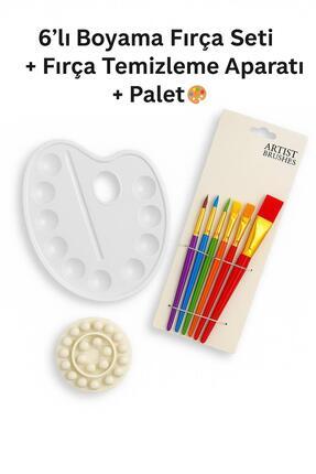 6 Lı Fırça&Palet&Temizleyici Hobi Ve Profesyonel Seti Dmk-016 Image 0
