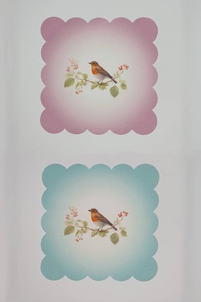 Pastel Pembe Zemin Kuş Desenli Dijital Baskılı Lazer Kesim Kokteyl Peçetesi 2 Adet Image 0