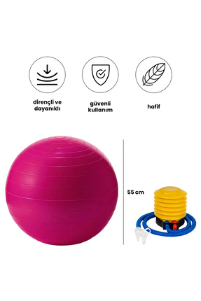 Yoga Pilates Egzersiz Topu 55cm – Sağlam, Dayanıklı ve Hava Pompası Dahil Image 0