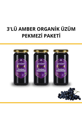 3'lü Amber Organik Üzüm Pekmezi Paketi 3x620 gr Image 0