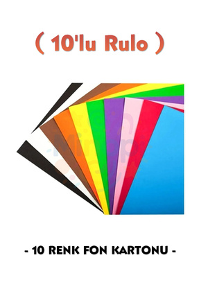 Renkli Fon Kartonu 50x70 cm 10 Renk Karışık Paket Rulo Fon Kartonu Image 0