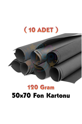 Siyah Fon Kartonu 50x70 cm 10'lu Paket 120 gr Renkli Fon Kartonu Image 0