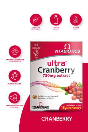 Ultra Cranberry Büyük Meyveli Vaksiniyum İçeren Takviye Edici Gıda 30 Tablet Image 0