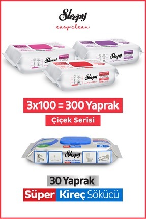 Easy Clean Çiçek Serisi&Süper Kireç Sökücü Yüzey Temizlik Havlusu&Mendili(3x100+30) Image 0
