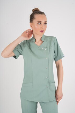 Aylu Model Soft Likra Çağla Yeşili Doktor Hemşire Hastane Scrubs Üniforma Takımı Image 0