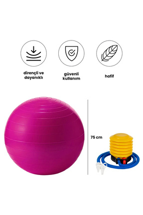 Yoga Pilates Egzersiz Topu 75cm – Sağlam, Dayanıklı Ve Hava Pompası Dahil Image 0