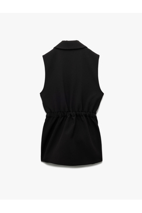 Astarlı Kruvaze Kolsuz Kemerli Uzun Yelek Image 3