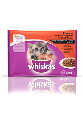 4 Lü Yavru Kedi Etli Poşet Mama Image 0