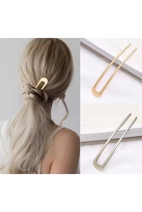 Kadın Gold Gümüş İnce 11 CM Saç Toplama Topuz Yapma Aparatı Image 0