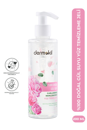 %100 Doğal Gül Suyu Canlandırıcı Nemlendirici Yüz Temizleme Jeli 200 ml Image 0
