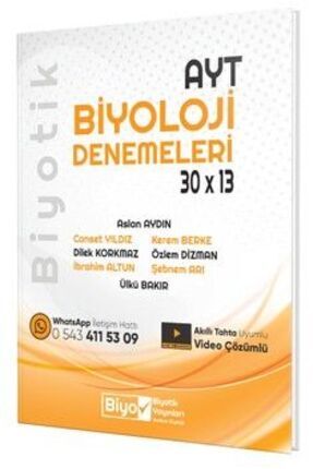 Biyotik Yayınları AYT Biyoloji Biyotik 30 x 13 Denemeleri Image 0