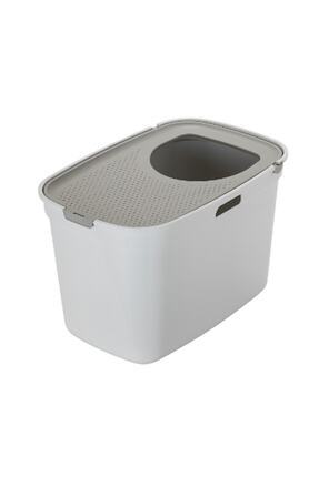 Top Cat Üstten Girişli Kapalı Kedi Tuvaleti 59 cm Beyaz/Gri Image 0