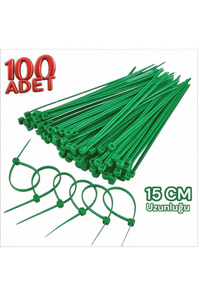 Atom Plastik 3.6x150 Yeşil Cırt Kelepçe (15cm uzunluğu) Ağaç, çimçit üzerinde kullanabilirsiniz Image 0