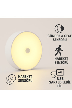 USB Şarjlı LED Gece Lambası – Hareket Sensörlü, Ayarlanabilir Parlaklık, Mıknatıslı Kablosuz Işık x2 Image 0