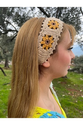Ayçiçek örgü şerit bandana Image 0