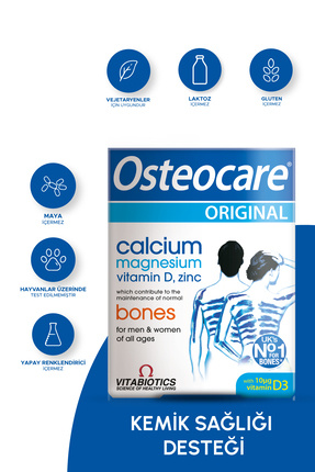 Kalsiyum,Magnezyum, Çinko, D vitamini İçeren Kemik Sağlığı Vitamini 90 Tablet Image 0