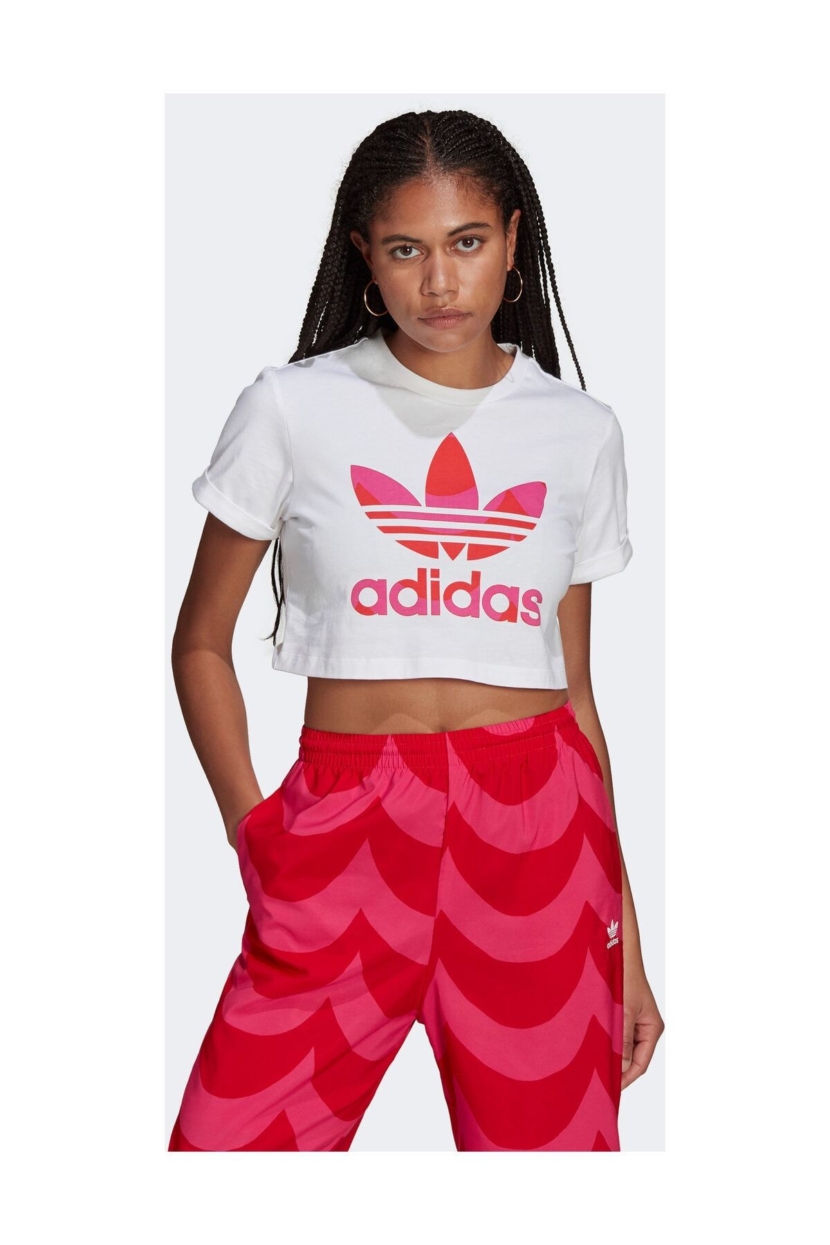 adidas Marimekko Trefoil Infill Kadın Beyaz T-shirt