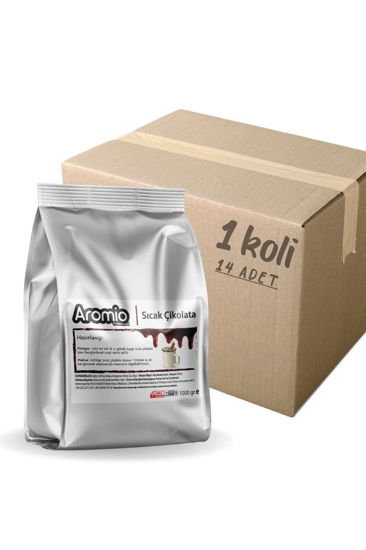 Aromio 14 Adet (1 KOLİ) Profesyonel Sıcak Çikolata 1 Kg