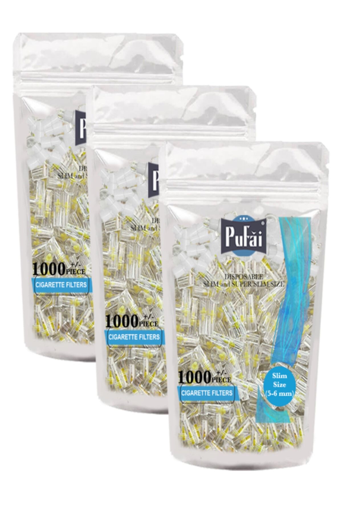 Pufai Super Slim Sigara Filtresi Tar Katran Tutucu 5mm 6mm Uyumlu Ağızlık 3000 Adet 3 Paket