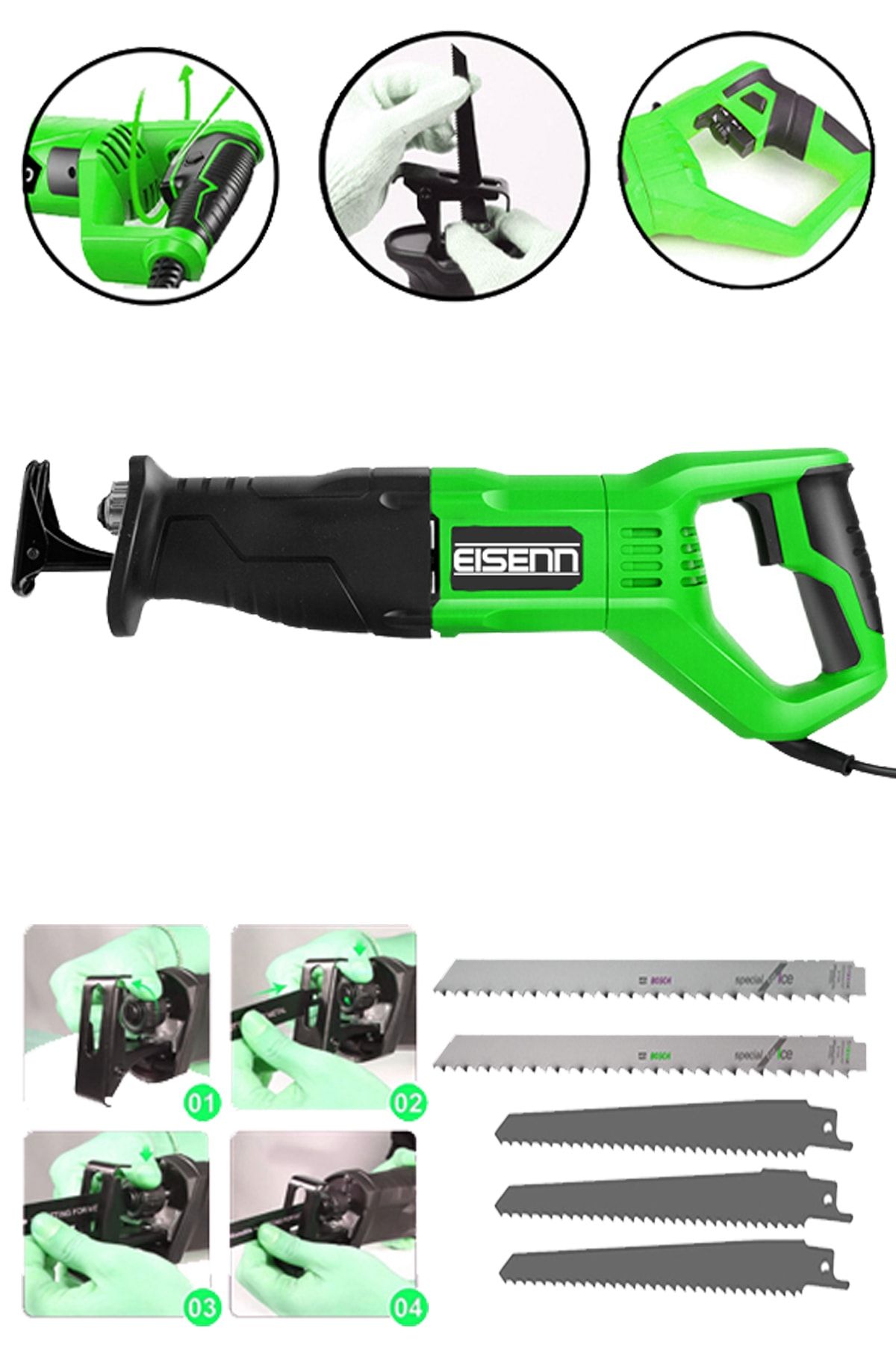 Eisenn Germany Technology Pro Steel 3600 W Tilki Kuyruğu Kemik Kesim Makinası 5 Adet Bıçak Hediye