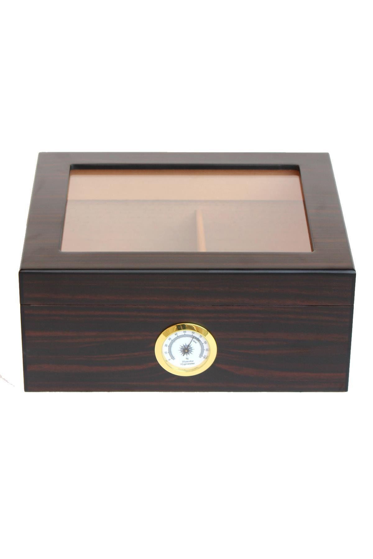 Parmida Ispanyol Sedir Ağacı Camlı Puro Kutusu Humidor
