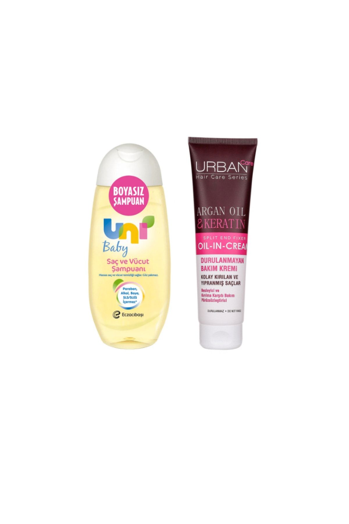 Uni Baby Saç Ve Vücut Bebek Şampuanı 200ml + Argan Yağlı Durulanmayan Saç Bakım Kremi 150 Ml