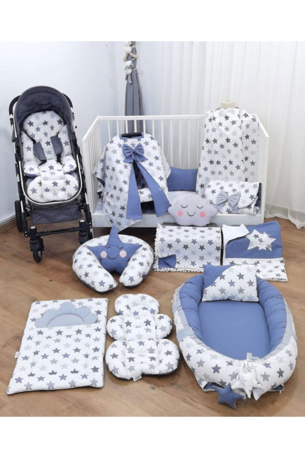 mordesign Babynest Yatak, Yastık, Pike, Ortopedik Araba Minder, Emzirme Ve Puset Aksesuarları 15 Li Set Gri
