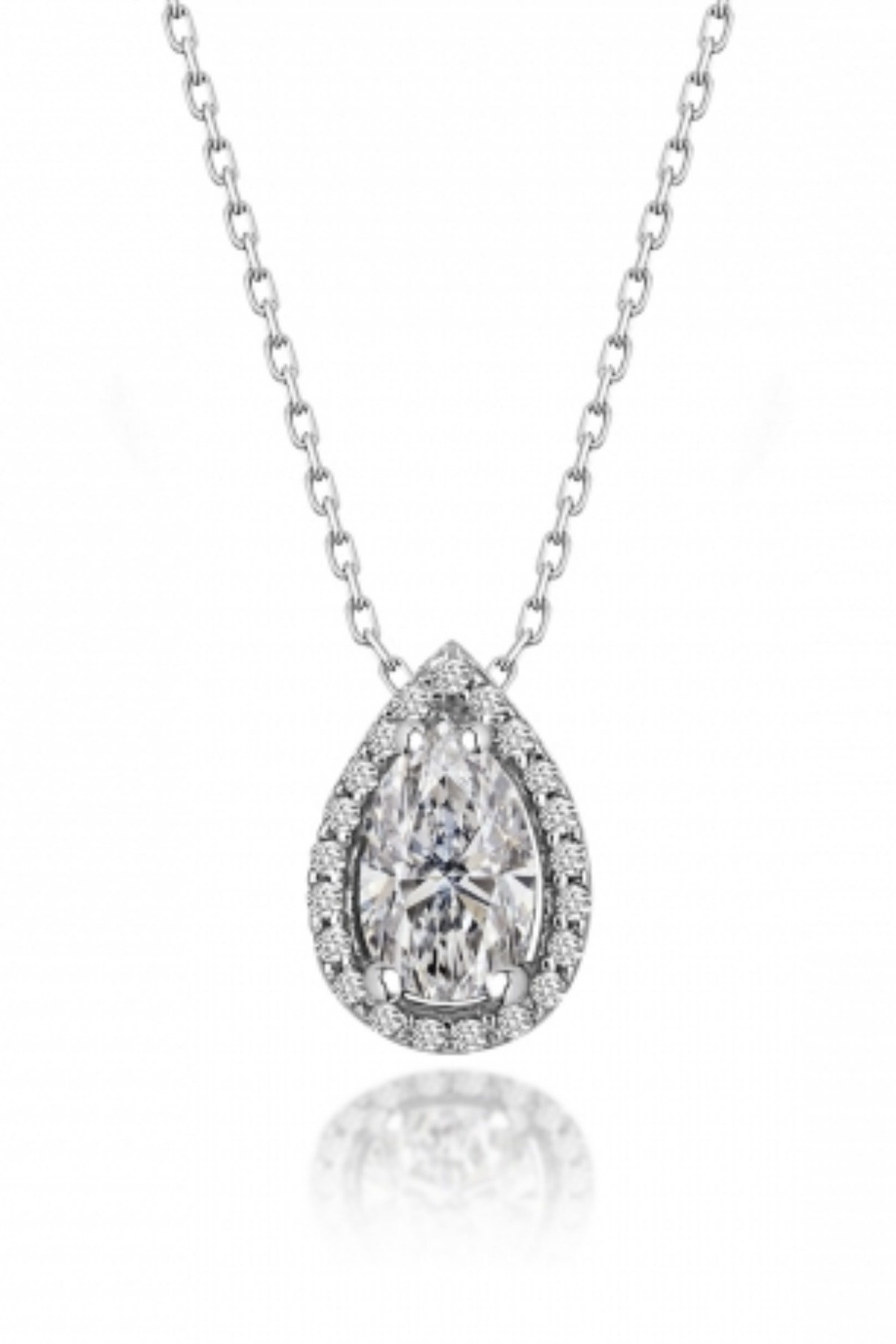 Crystal Diamond Zirconia Sertifikalı 1 Karat Tektaş Damla Kolye