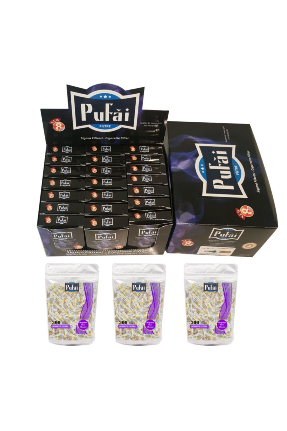 Pufai Ağızlık Tar Katran Süzen Sigara Filtresi 8 Mm Normal Boy 1320 Adet 3 Paket 21 Kutu
