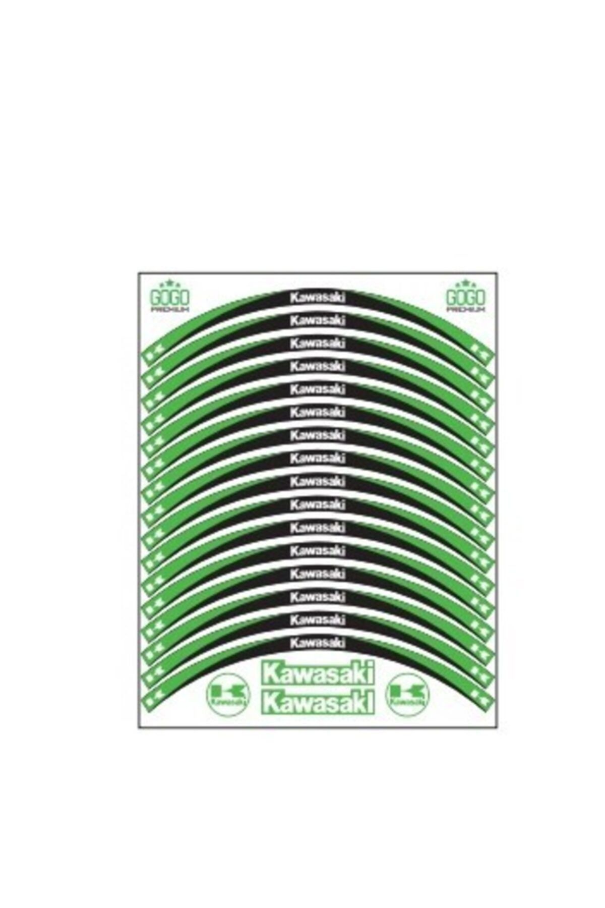 Gogo Kawasaki Jant Şeridi Yeşil Siyah Reflektörlü Universal
