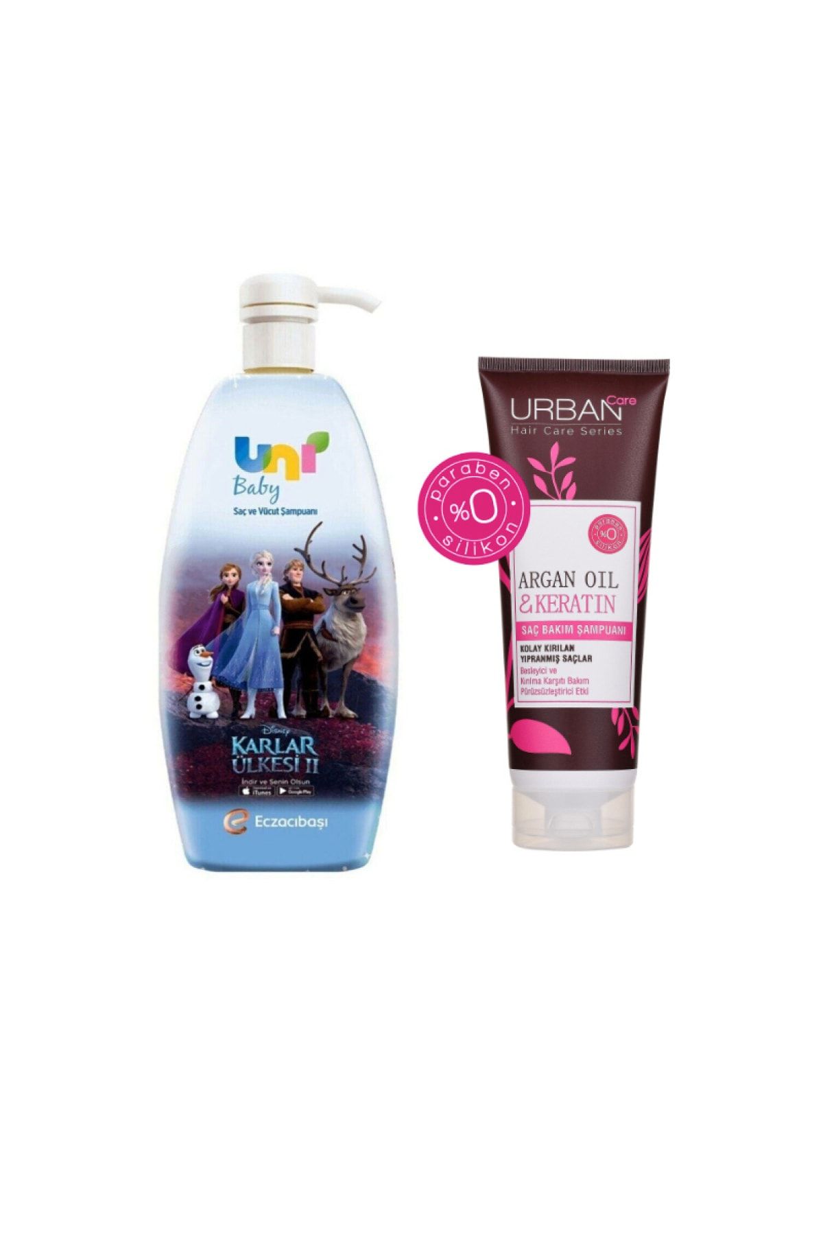 Uni Baby Frozen Bebek Şampuanı 700 Ml + Keratin Ve Argan Yağlı Şampuan 250 Ml