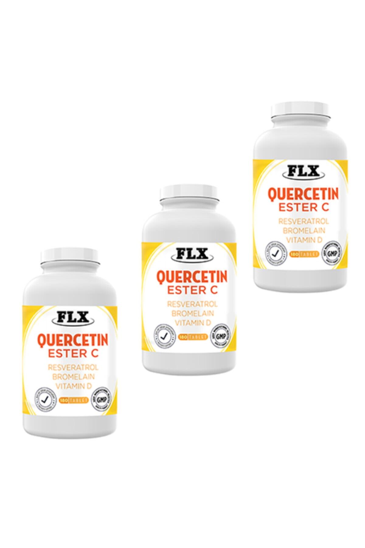 FLX Quercetin Ester C Resveratrol Bromelain Vitamin D Magnezyum Aserola 180 Tablet X 3 Kutu