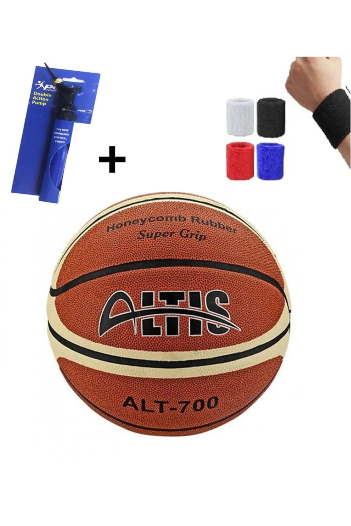 ALTIS Alt-700 Super Grip Çift Katmanlı Poly Bütil Basketbol Topu No:7 + Povit Top Pompası + Havlu Bileklik