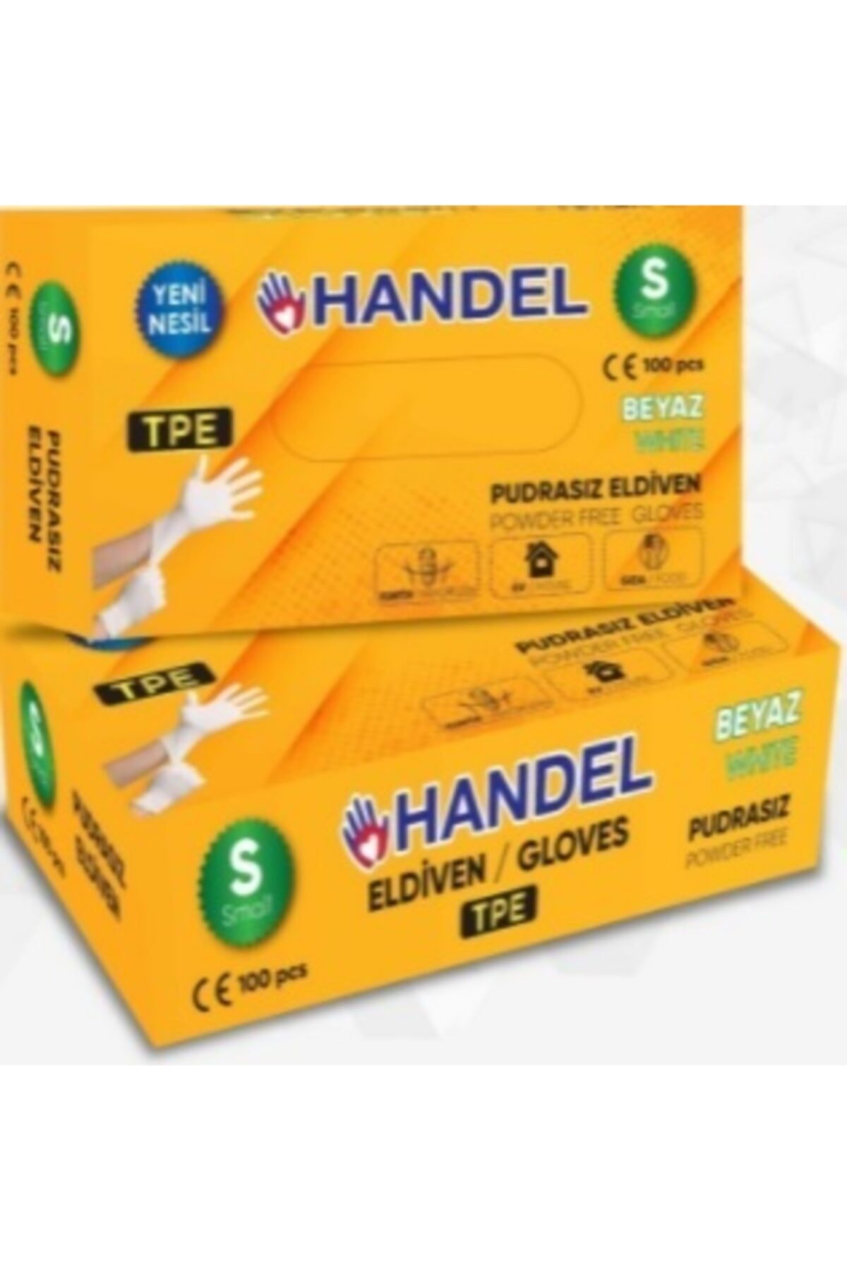 HANDEL 2 Kutu Pudrasız Çok Amaçlı Hijyenik Eldiven (beyaz - S Beden)