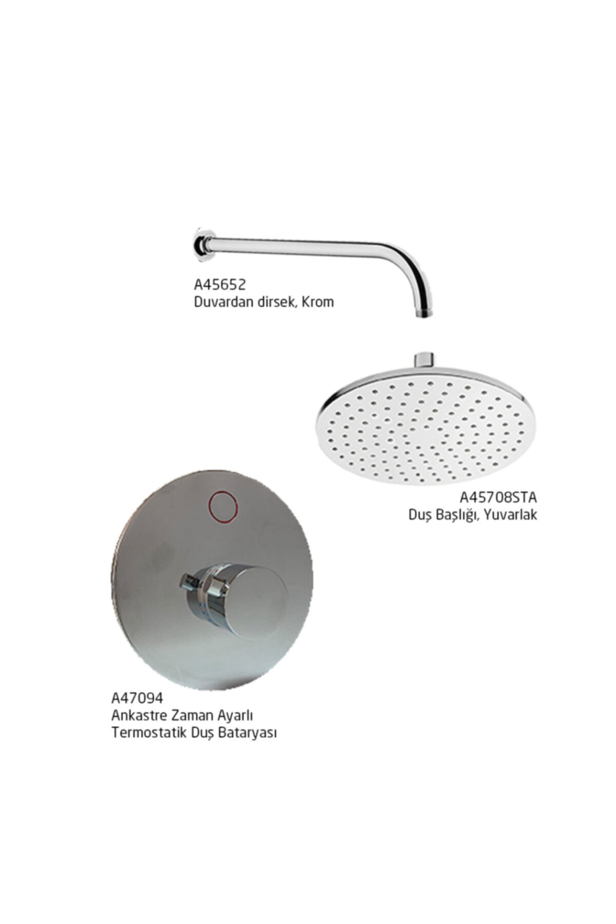 Artema Ankastre Zaman Ayarlı, Termostatik Duş Bataryası Seti, Elektrikli