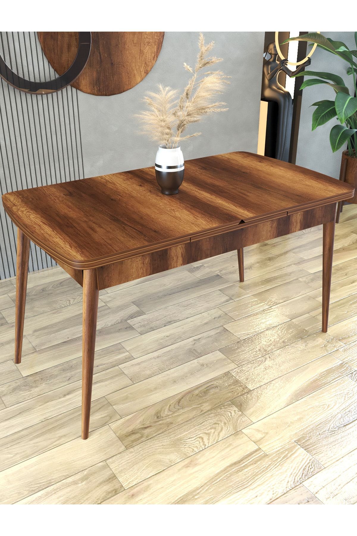 MYMASSA 70 X 120 Açılır Ceviz Renkli Masa  Mutfak Masası Yemek Masası