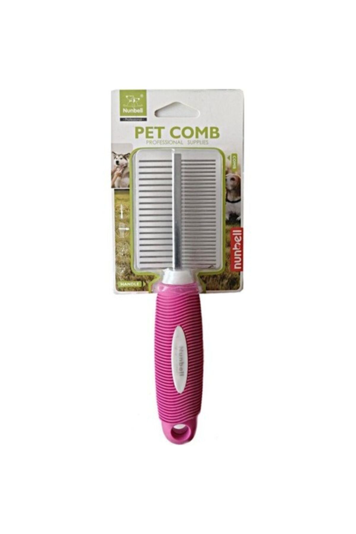 Pet Pretty Longteng Nunbell Çift Taraflı Kedi Köpek Keçe Açıcı Tarak 7 / 19,5 Cm