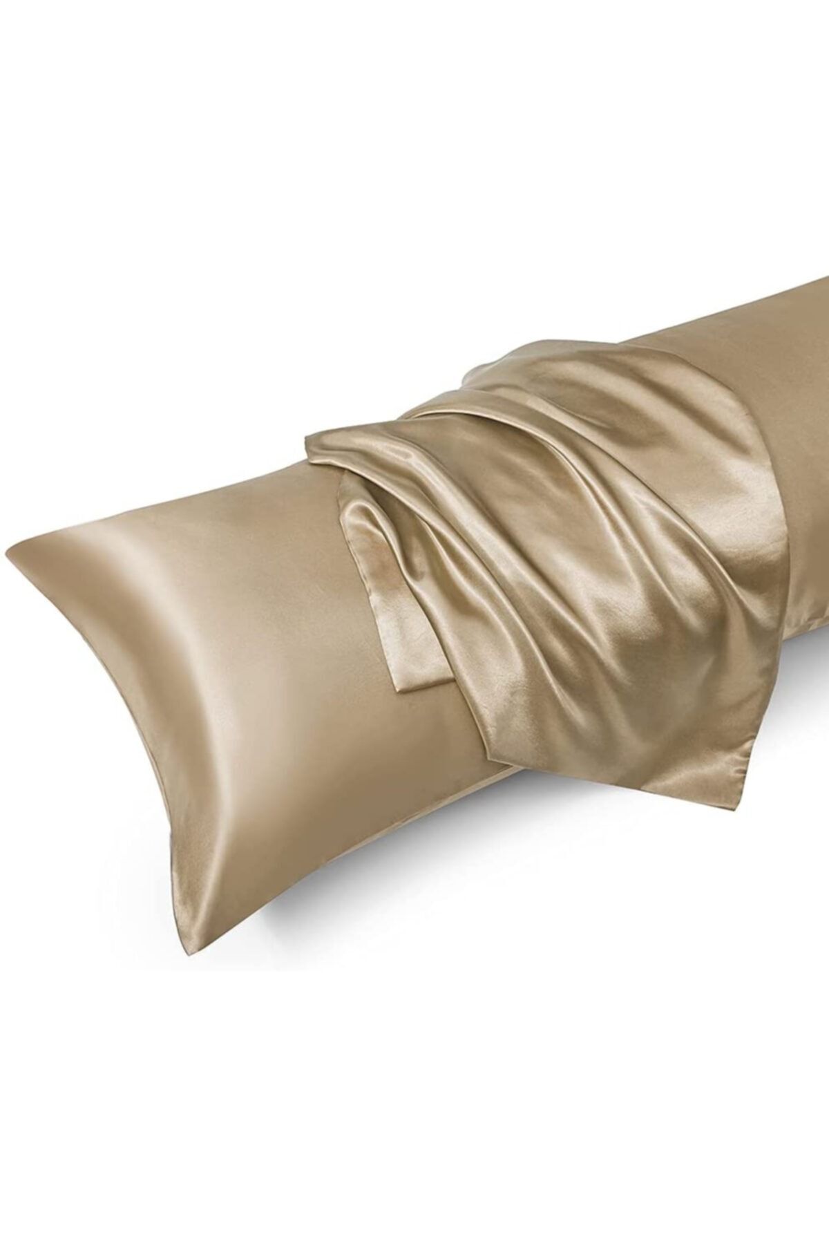 Tinybabyconcept Natural Ipek Dokulu Pamuk Saten 50x135cm Yastık Kılıfı Gizli Fermuarlı Bej 1 Adet Uzun Yastık Kılıfı