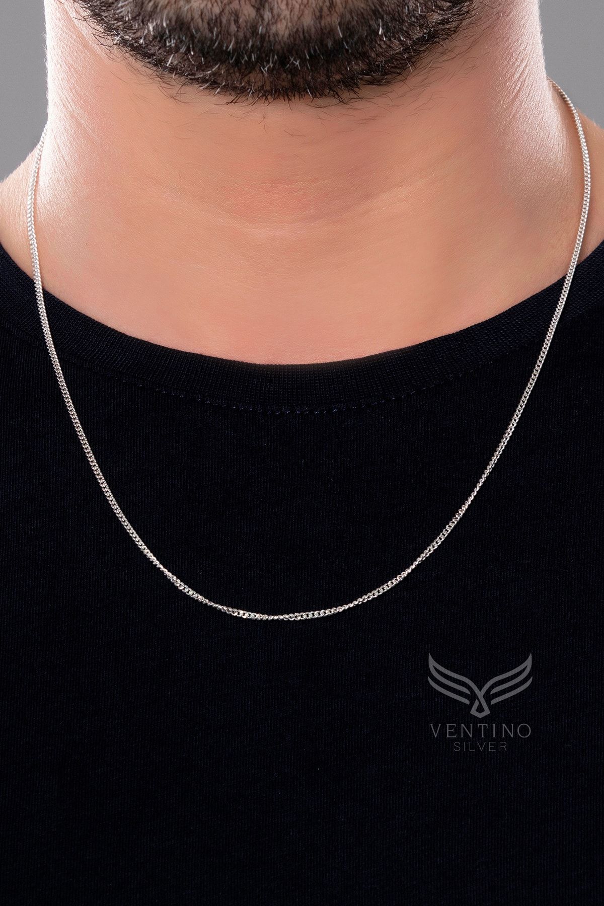 Ventino Silver Gurmet Zincir Gümüş Erkek Kolye Vek-3090