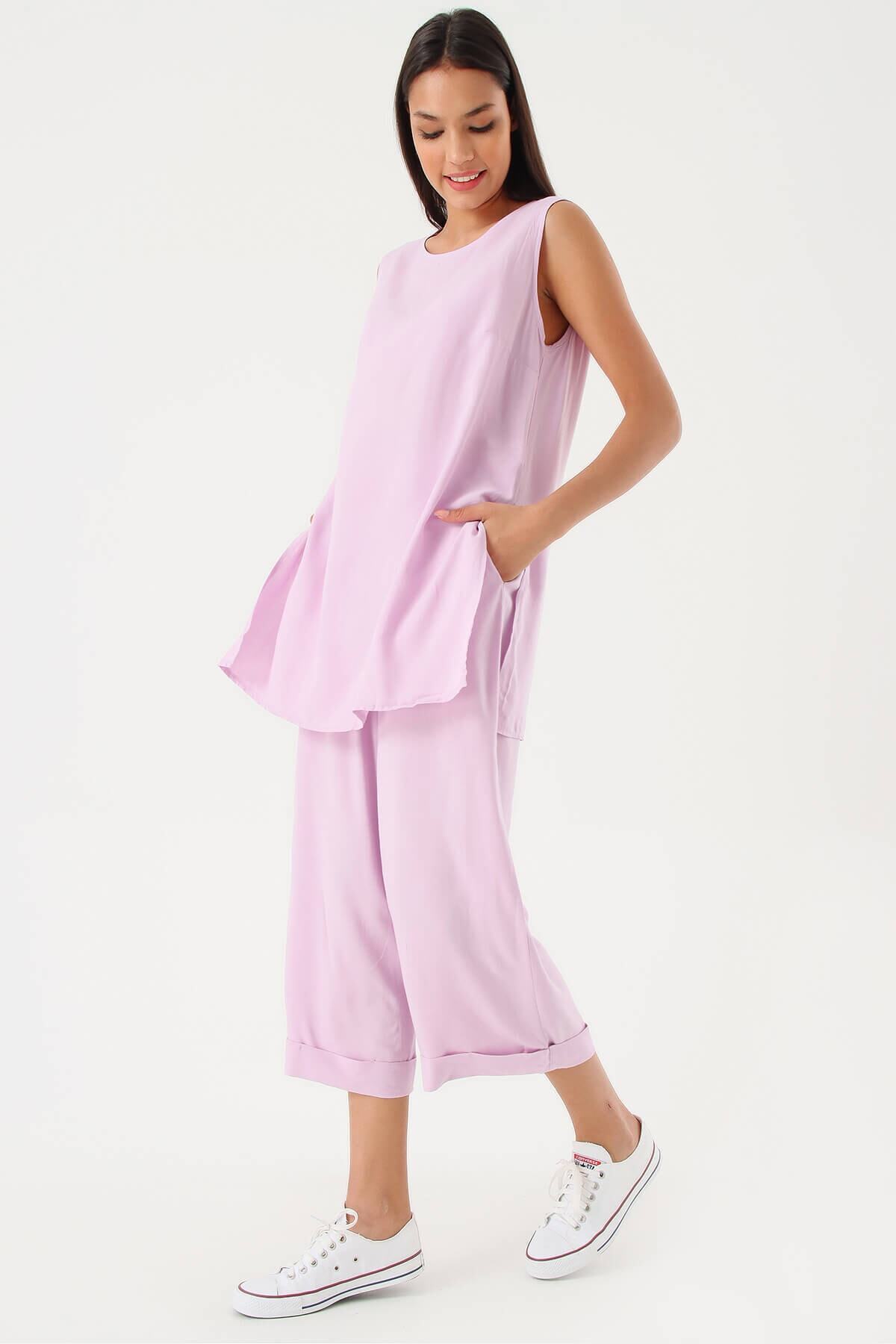 Modakapimda Lila Bluz Pantolon Takım