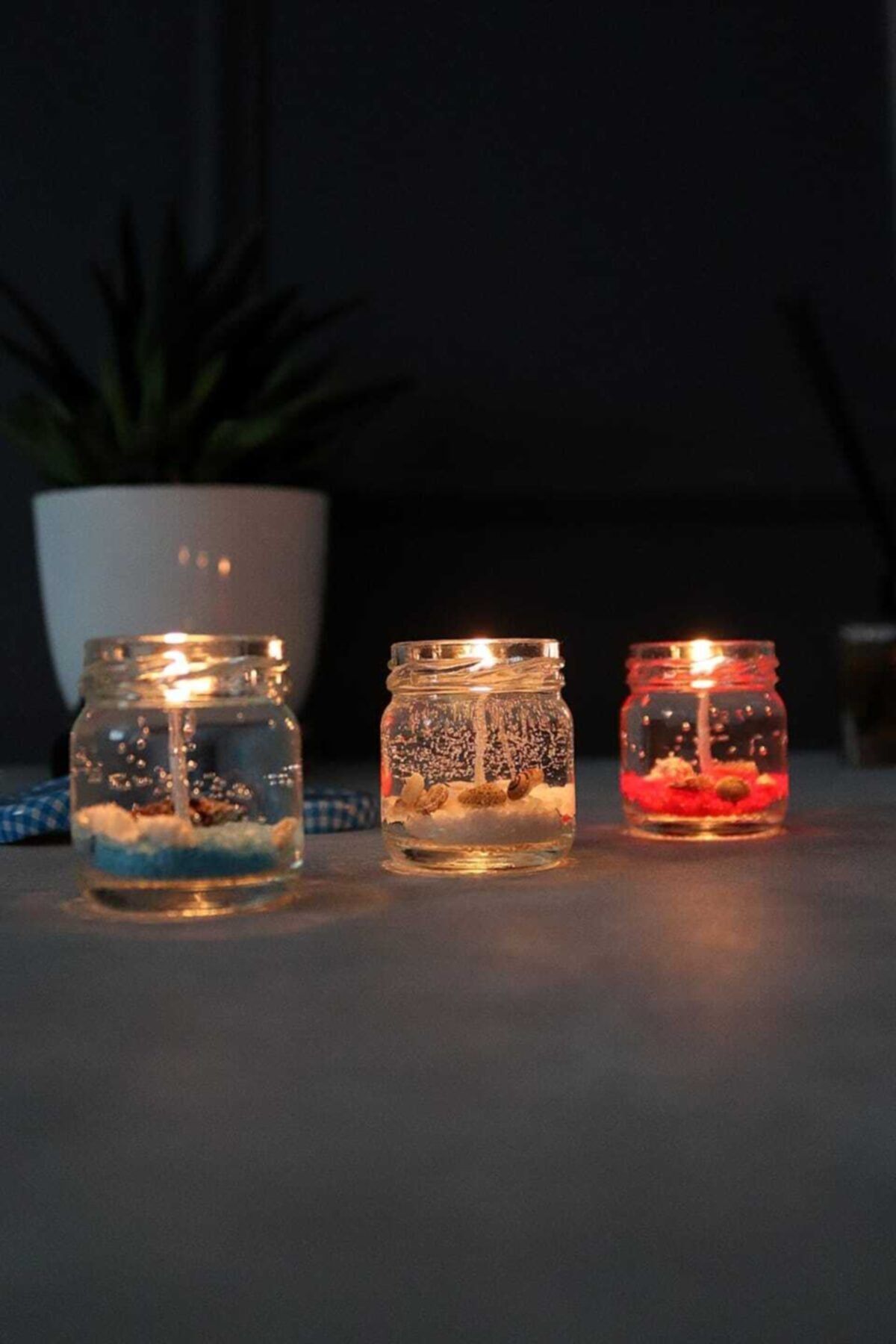 ALDEMO Dekoratif 3'lü Set Denizci Kokulu Jel Mum/40cc