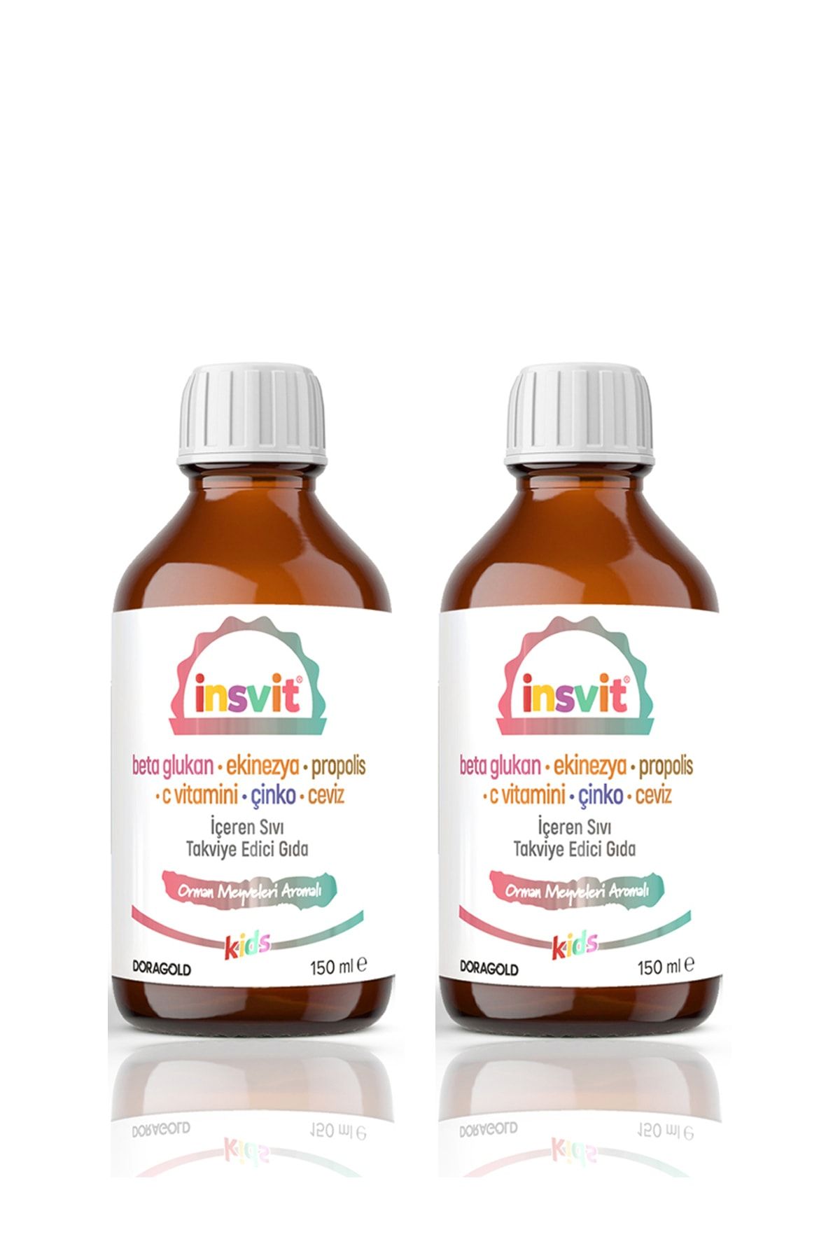 insvit Propolis C Vitamini Çinko Ceviz Ekinezya Beta Glukan Şurup Orman Meyveleri Aromalı 150 ml 2 Adet