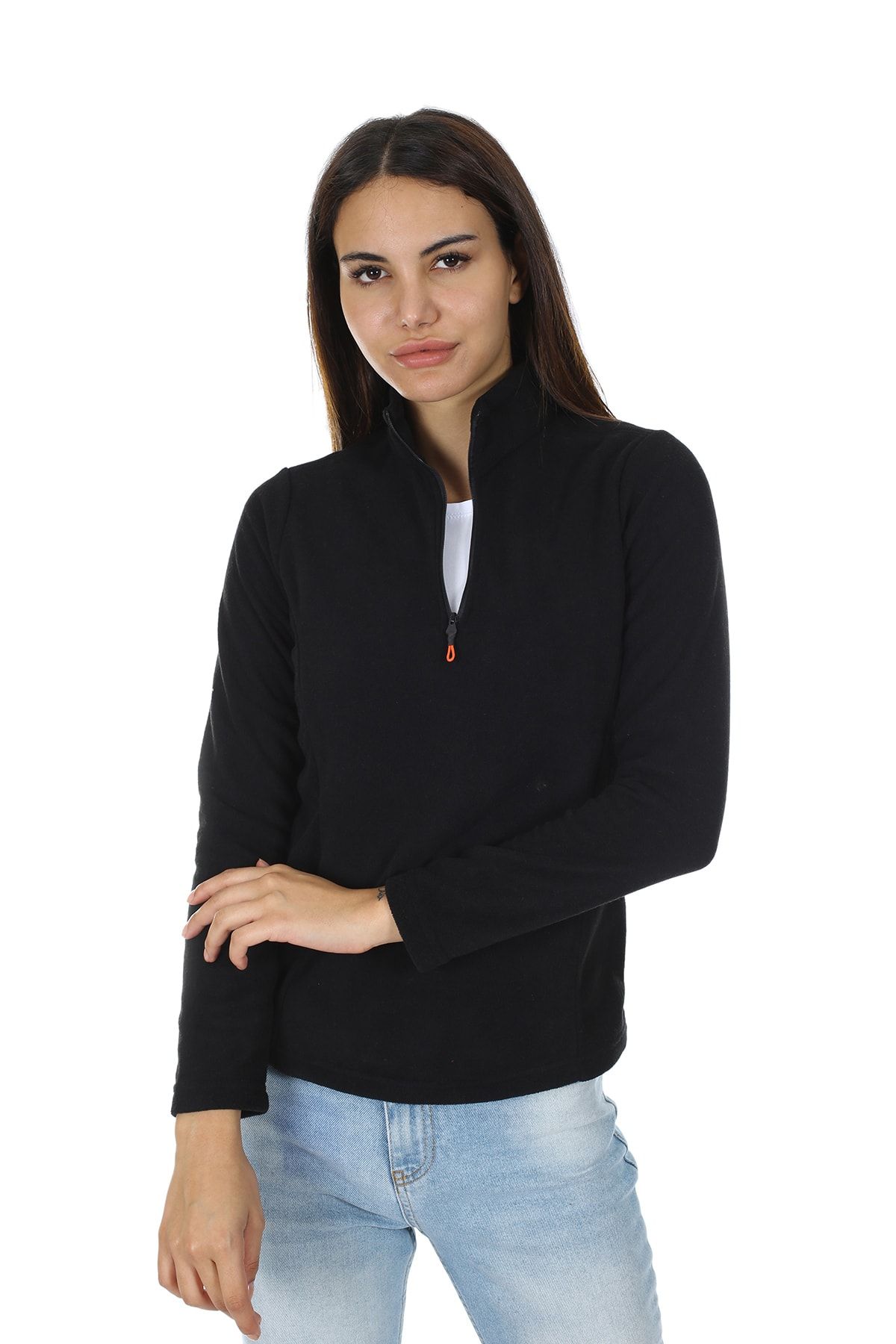 Diandor Kadın Yarım Fermuarlı Polar Siyah/black 21w42007011
